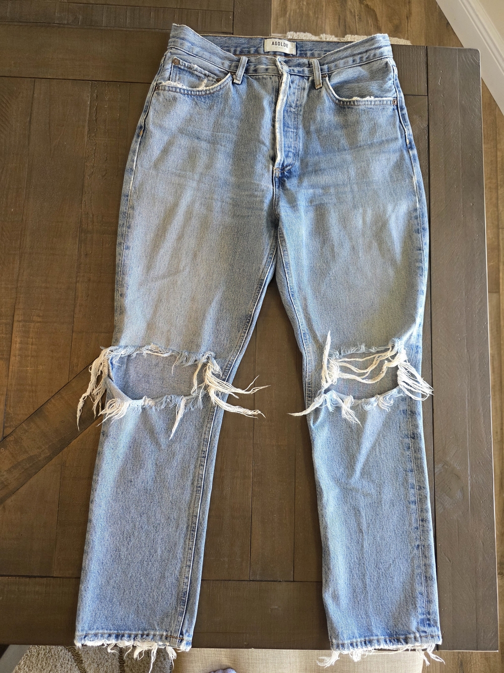 AGOLDE Riley Distressed Straight Leg Jeans Organic Cotton Size 26 - Read